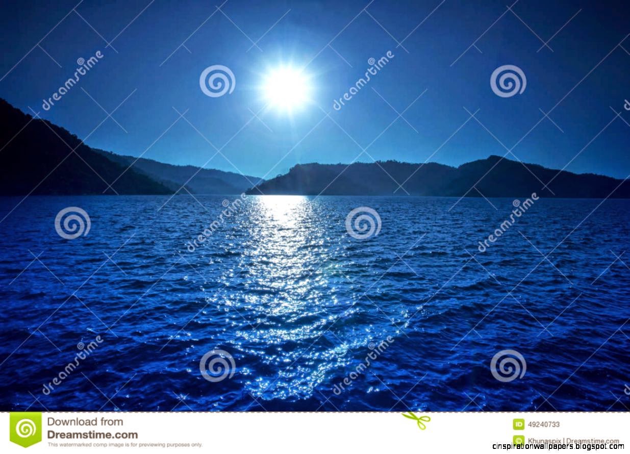 Sun Shining Over Blue Water Of Fresh Water Lake And Mountain Bac Sun Shining Over Blue Water Of Fresh Water Lake And Mountain Bac