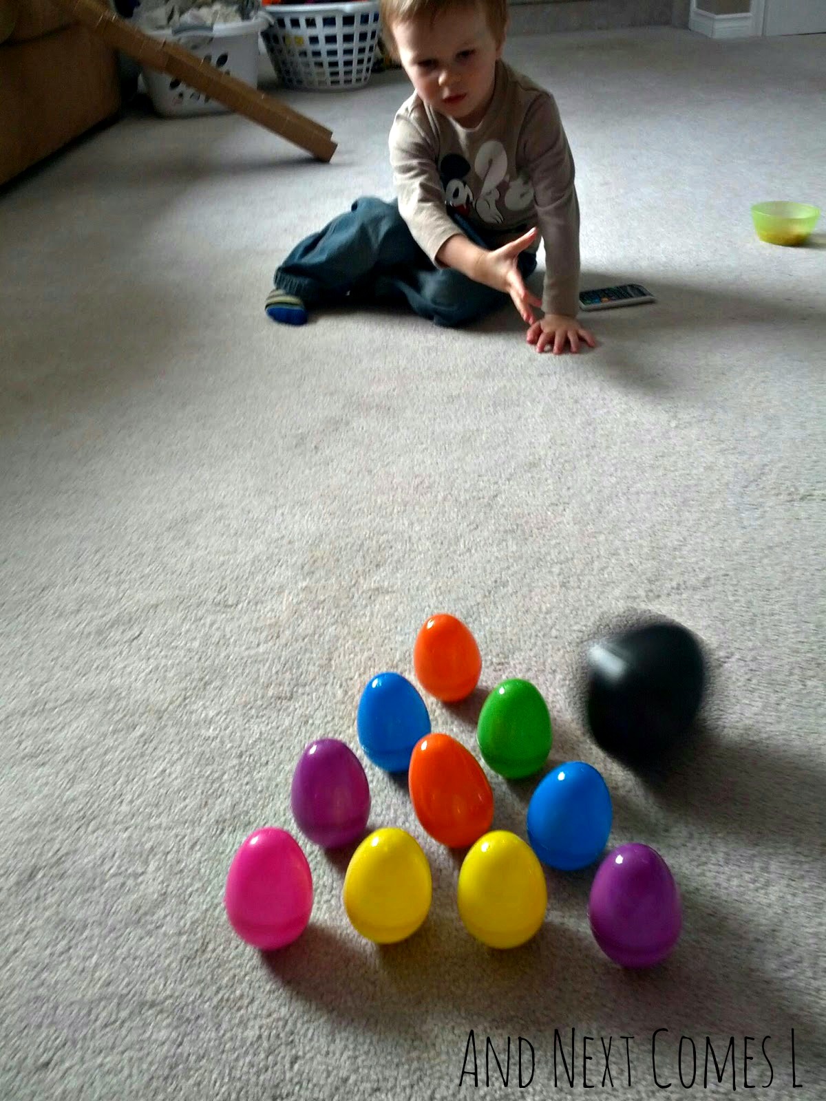 Bowling with Wobbly Easter Eggs And Next Comes L