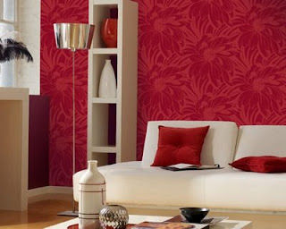 Red colour full wall design