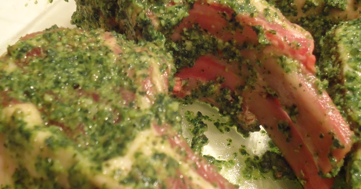 FIVE O'CLOCK FOOD Roasted Double Lamb Chops with KaleWalnut Pesto