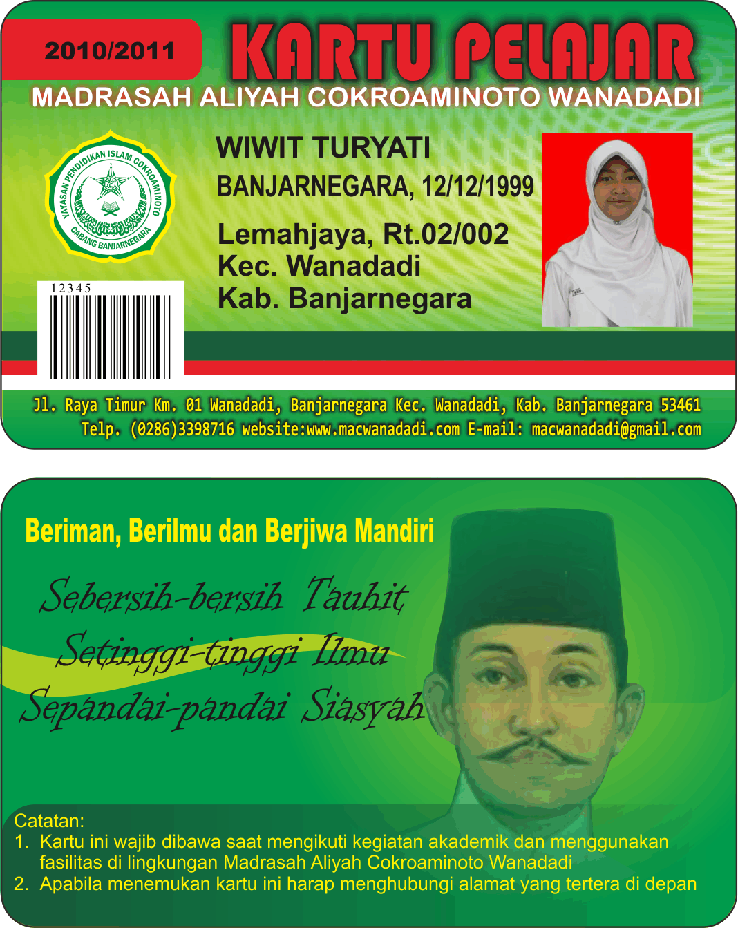 CORETAN KATA TANPA MAKNA CONTOH KARTU PELAJAR PART (2)