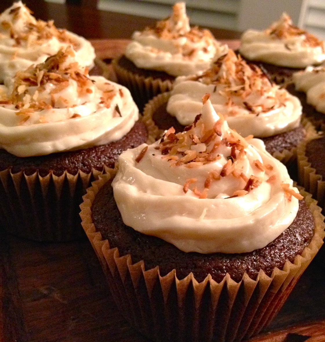 Evolve Vegan Chocolate Kahlua Cupcakes with Coconut Frosting