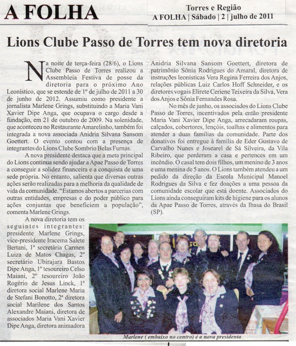 lions passo de torres julho 2011 lions passo de torres julho 2011