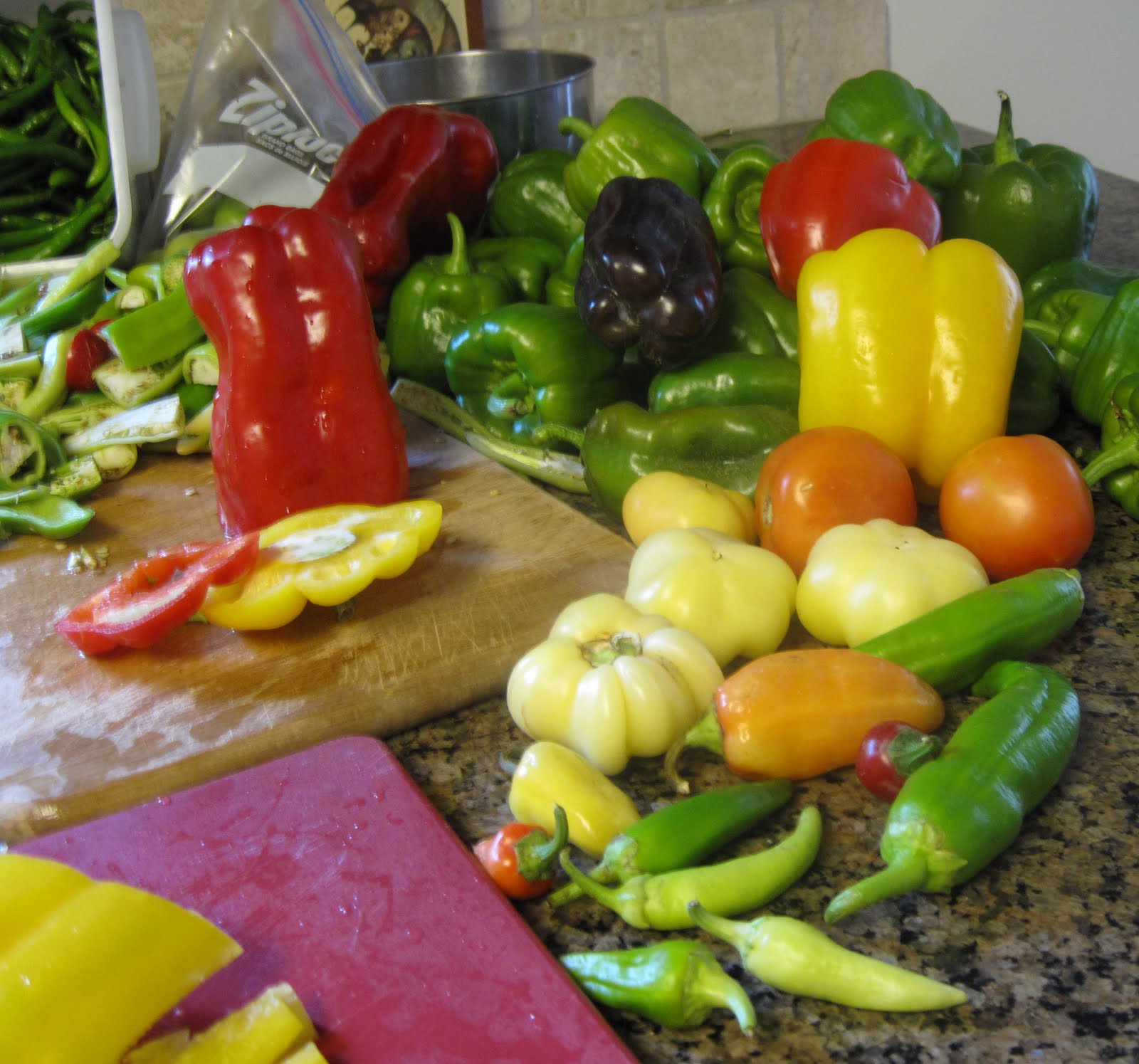 My Gardener Guy...And a girl with many Aprons!!! Sweet Peppers...will
