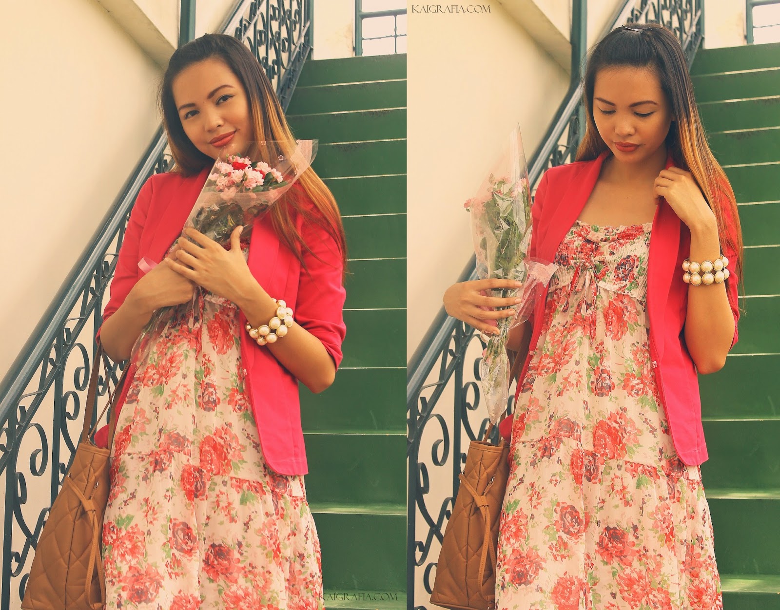 floral dress and blazer for summer