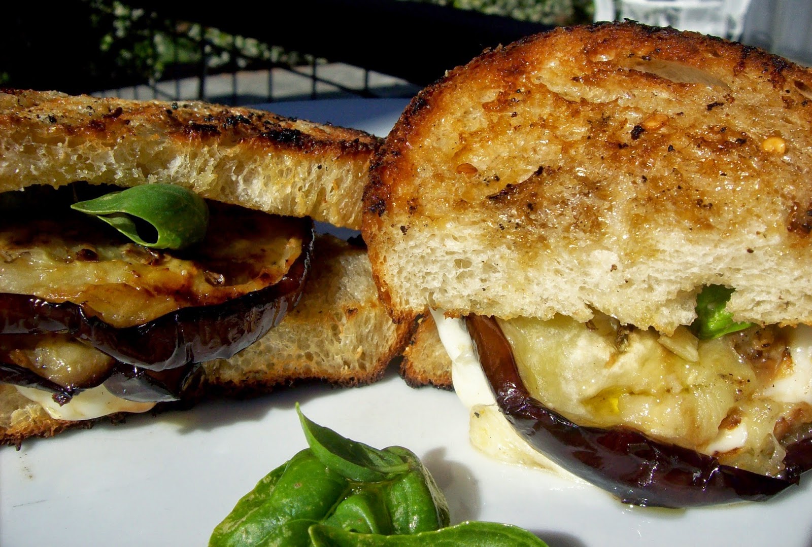 red or green? Grilled Marinated Eggplant Burgers (Spicy)