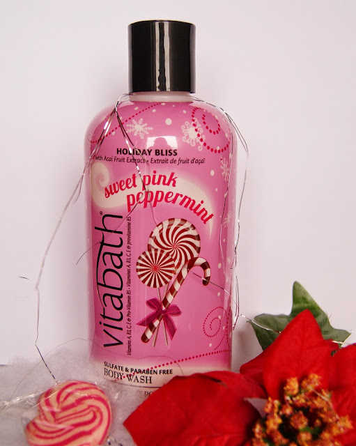 Vitabath Sweet Pink Peppermint Body Wash and Lotion Set, christmas, gift, scent, smell, skincare, bath, gel,beauty, the purple scarf, melanieps, toronto, ontario, canada, review, holiday bliss