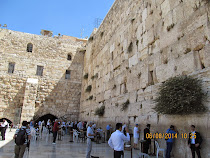 The famous Western or "Wailing Wall," last remnants of the 2nd Jewish Temple in Jerusalem