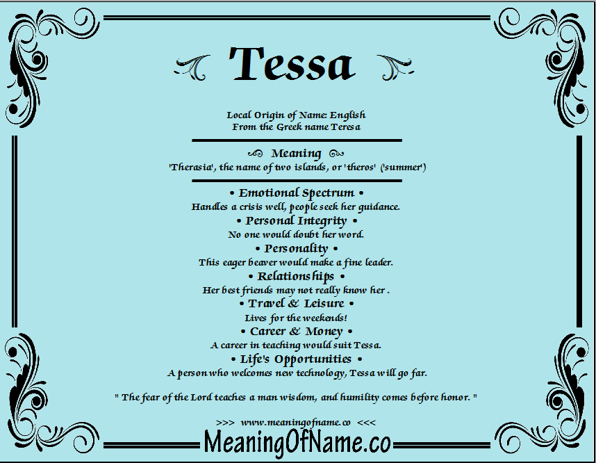 Tessa Meaning of Name