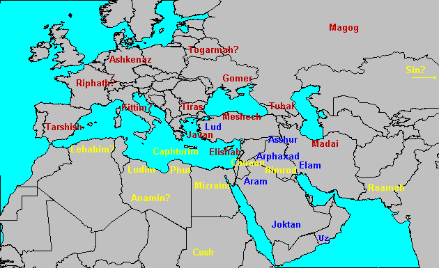 Sons+Of+Noah+Map Noah's sons quickly spread throughout the world and established the ...