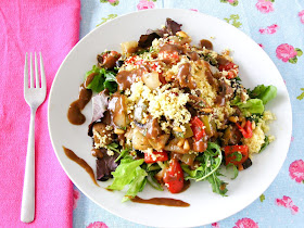 Roasted Mediterranean Couscous Salad with Balsamic Dressing