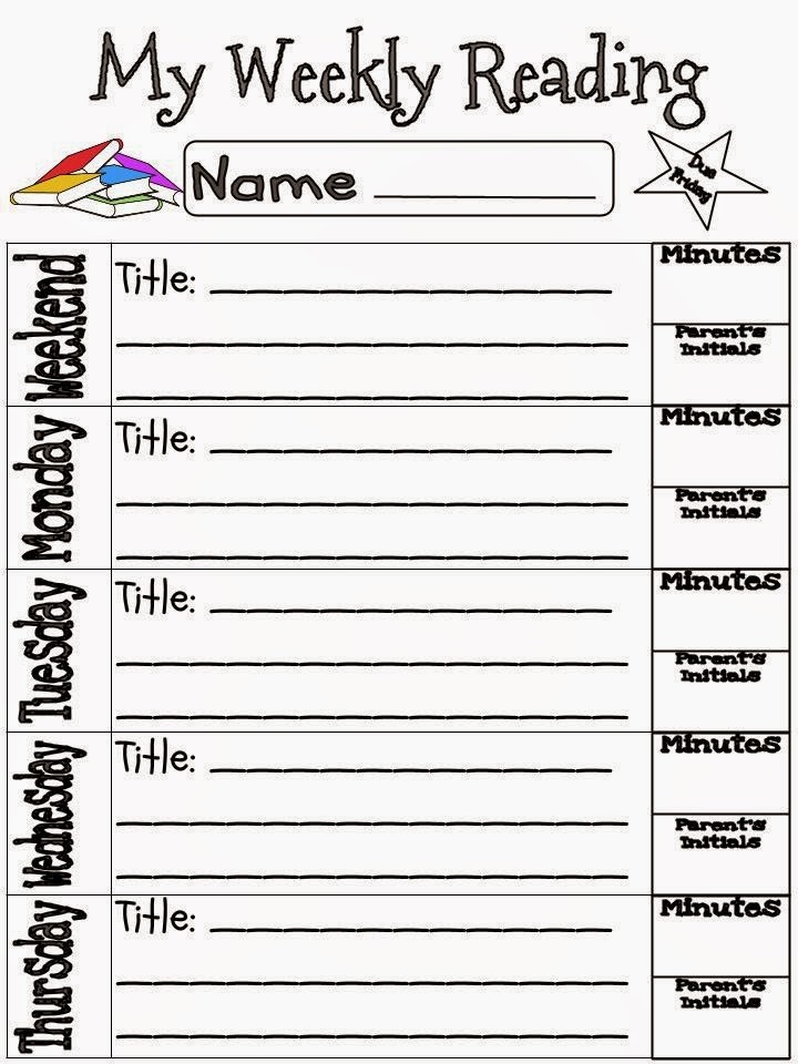 Homework reading logs picture