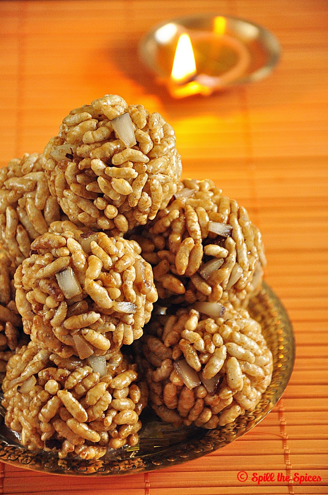 Pori Urundai Sweet Puffed Rice Balls Spill the Spices