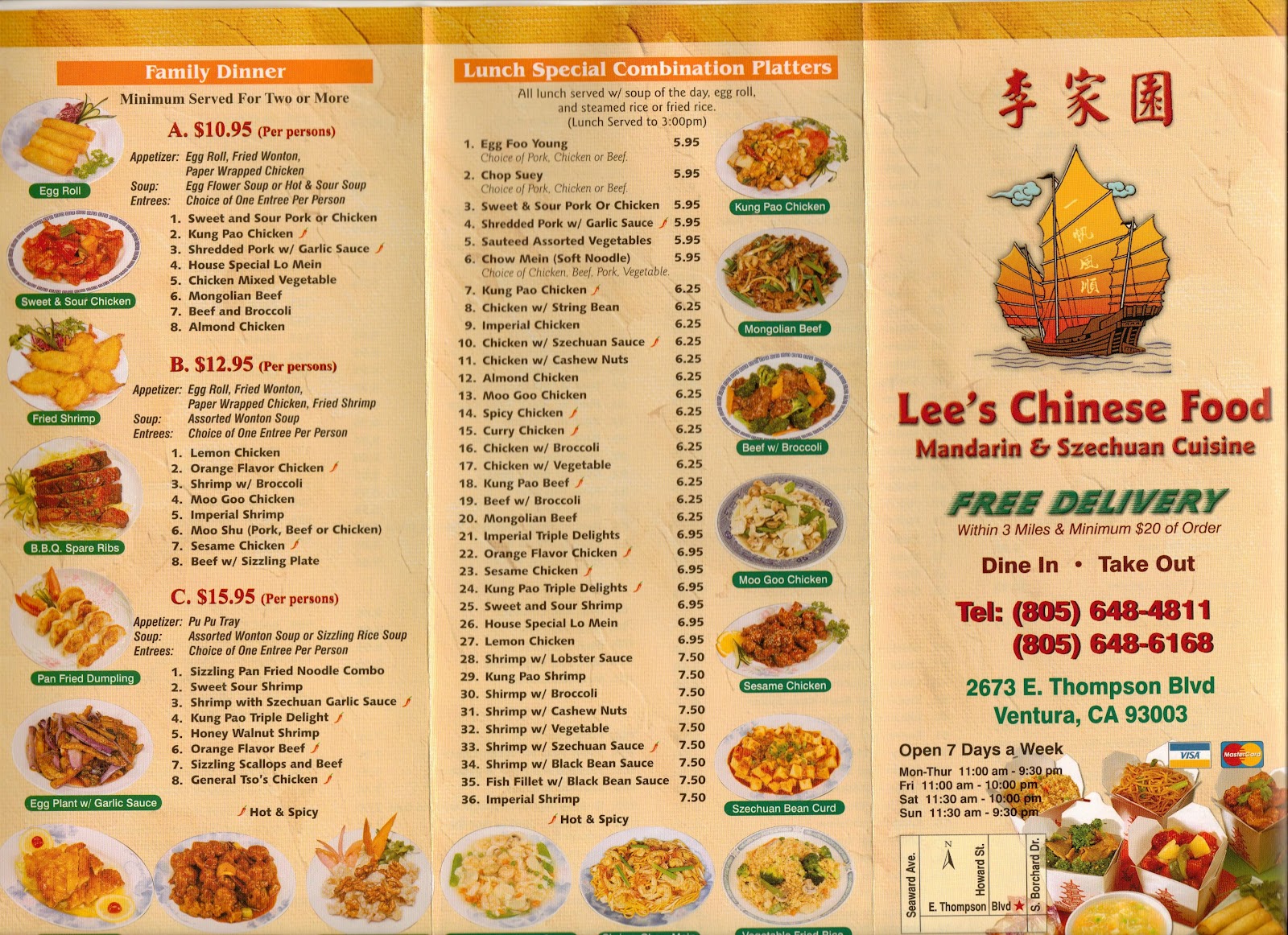 VC Menu Lee�s Chinese Food Ventura