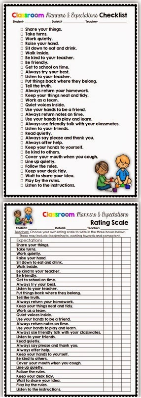 FREE Manners and Expectations Checklist and Rating Scale Clever Classroom