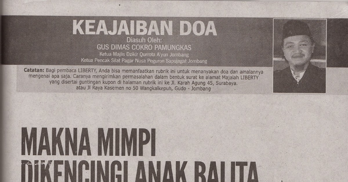 Qurrota A Yun Psychology Consultant Makna Mimpi Dikencingi Bayi Rubrik Keajaiban Doa Majalah Liberty Qurrota A Yun Psychology Consultant Makna Mimpi Dikencingi Bayi Rubrik Keajaiban Doa Majalah Liberty