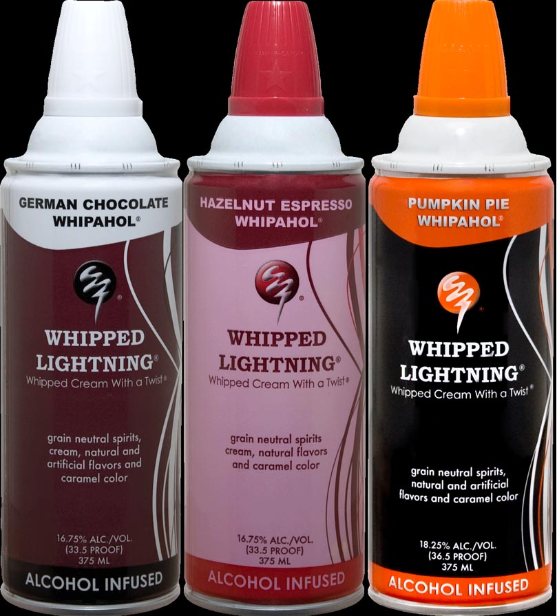 Alcohol Infused Whipped Cream in 11 Flavors. Whipped Lightning aka Whipahol. if it's hip, it's