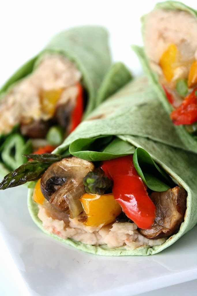 The Garden Grazer Roasted Veggie Wrap with Bean Spread