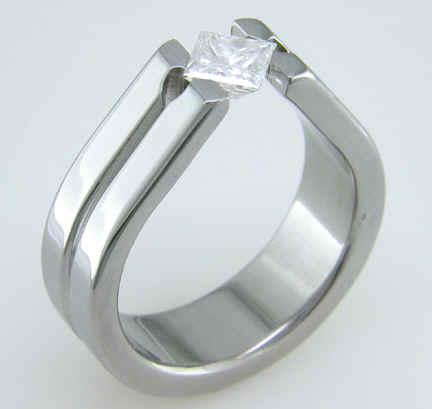  a circle that has no and tension set diamond titanium engagement ring