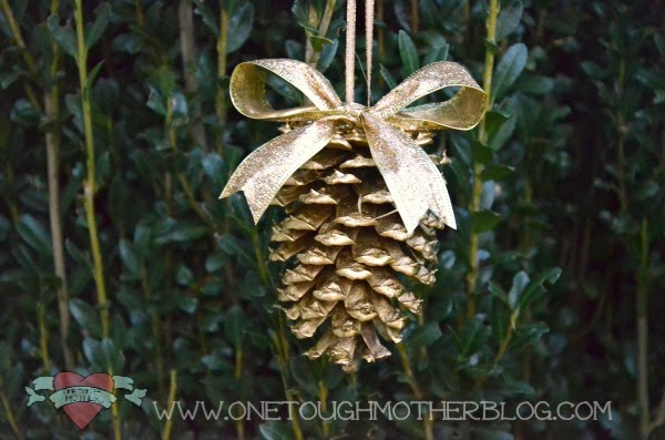 Gold fumed pine cone ornaments