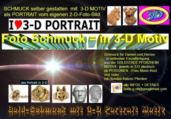 3D Portrait Foto Schmuck, Schmuck nach Foto,