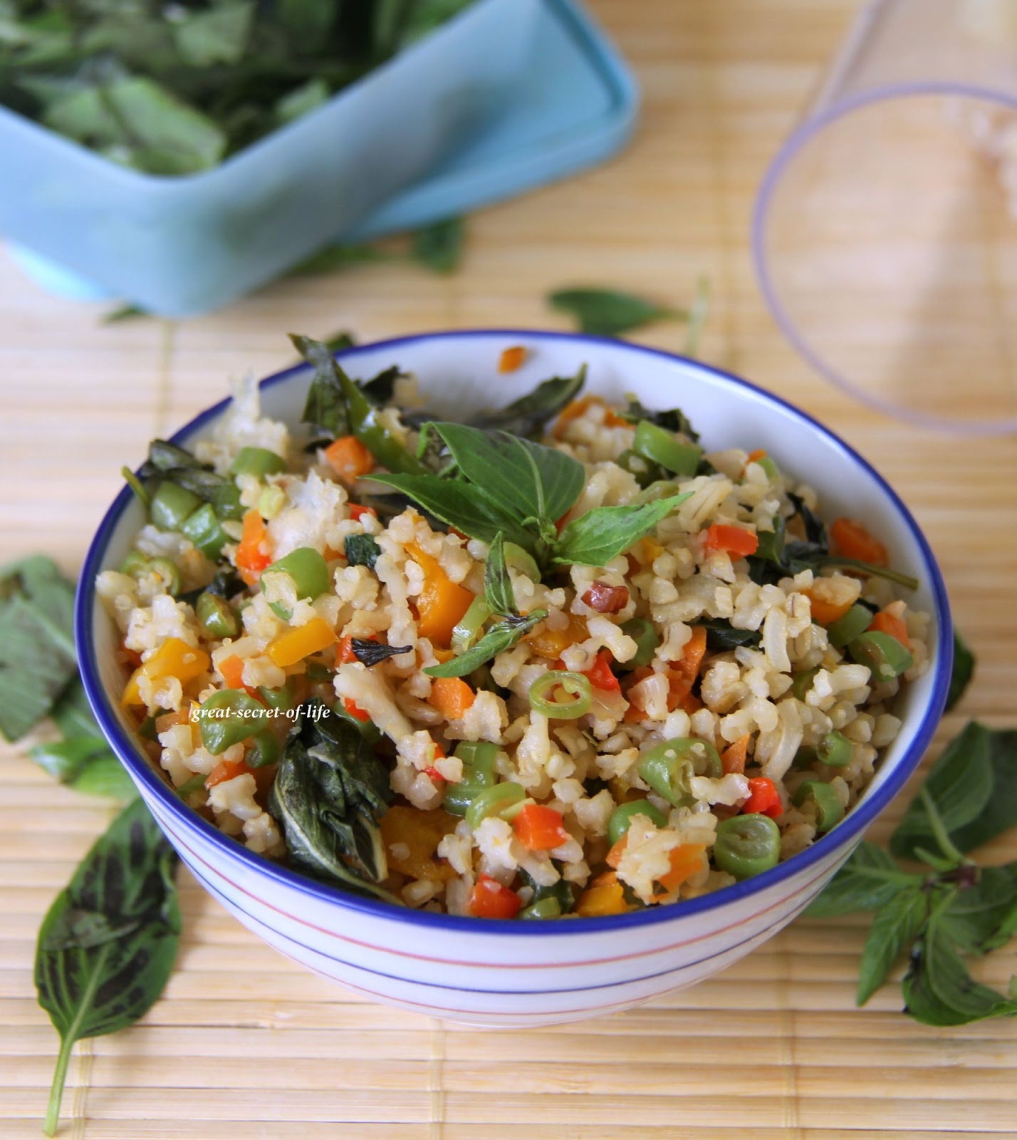 Thai Spicy basil rice Vegetaraian Greatsecretoflife