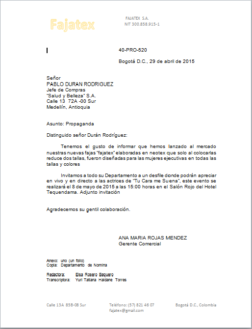 carta comercial
