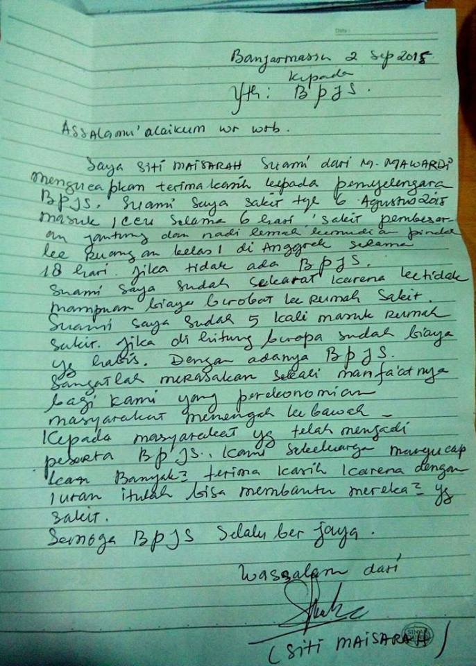 Surat Terbuka Ucapan Terima Kasih Bpjs Dari Pasien Jantung Info