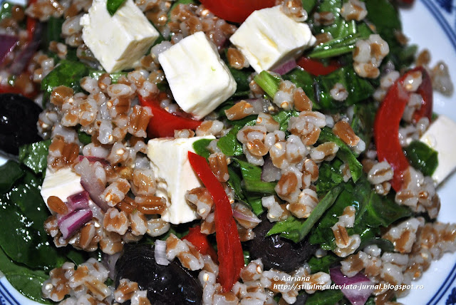 salata de arpacas salata cu arpacas, spanac, telemea
