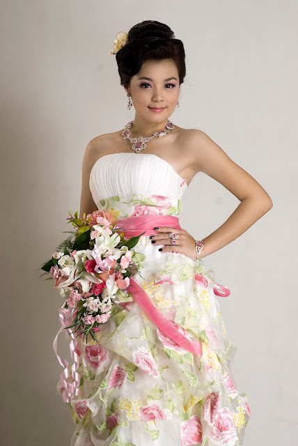 Myanmar Model Phway Phway in Wedding Dress