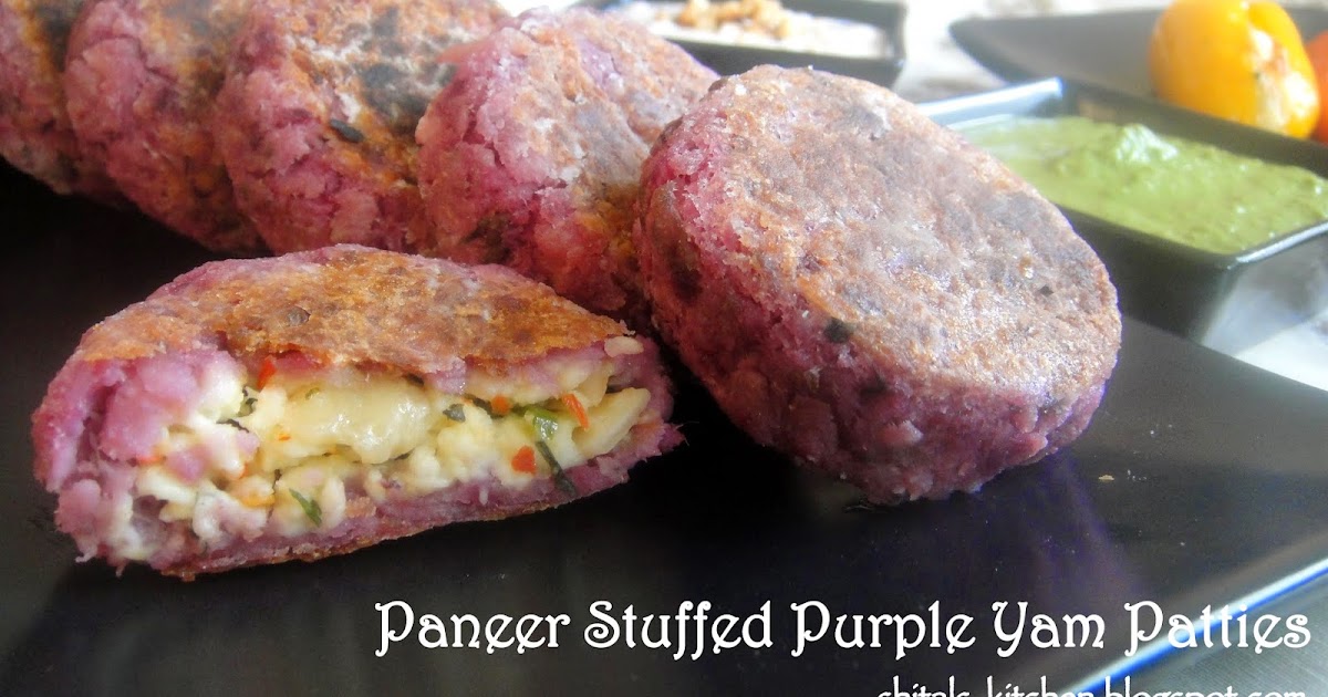 Shital'sKitchen Purple Yam Patties and Stuffed Sweet Peppers