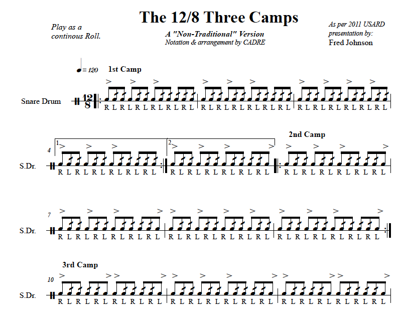 Field Drums (a/k/a Field of Drums) Three Camps Drum Chart