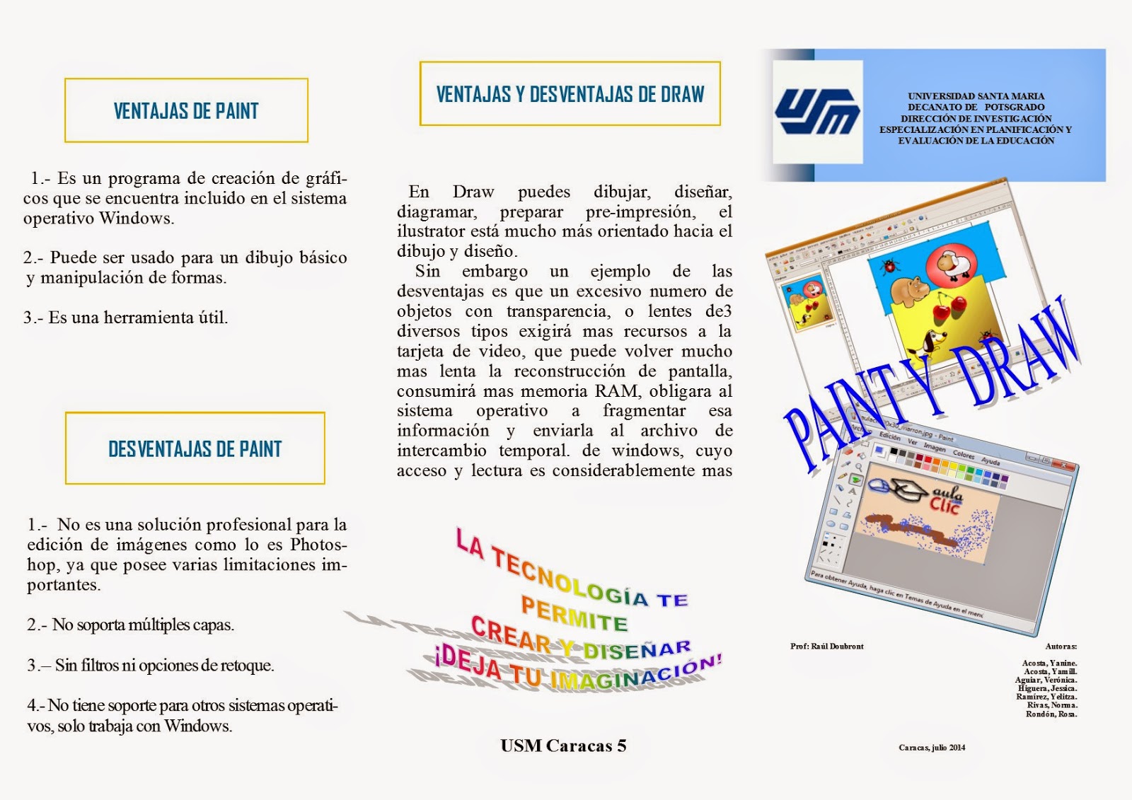 MICROSOFT PAINT Y OPEN OFFICE DRAW PRESENTACION EN TRIPTICO DE OFFICE PAINT Y OPEN DRAW