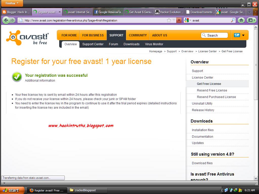 Avast 6 Key