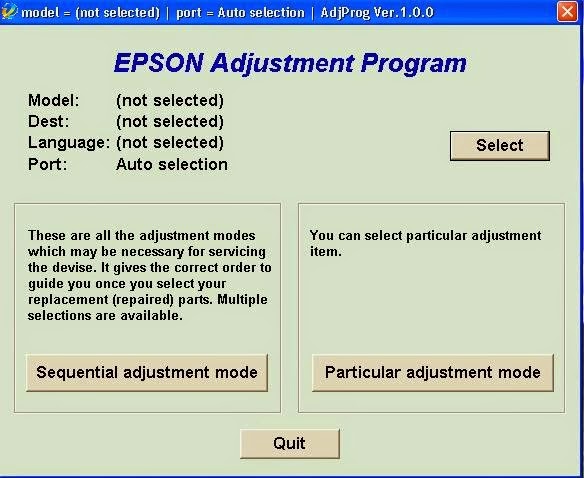 Reset epson l210 adjustment program