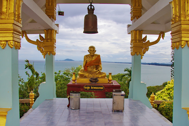 Buddha image at Phra Phut Kiti Sirichai Pagoda overlooking Baan Krud beach