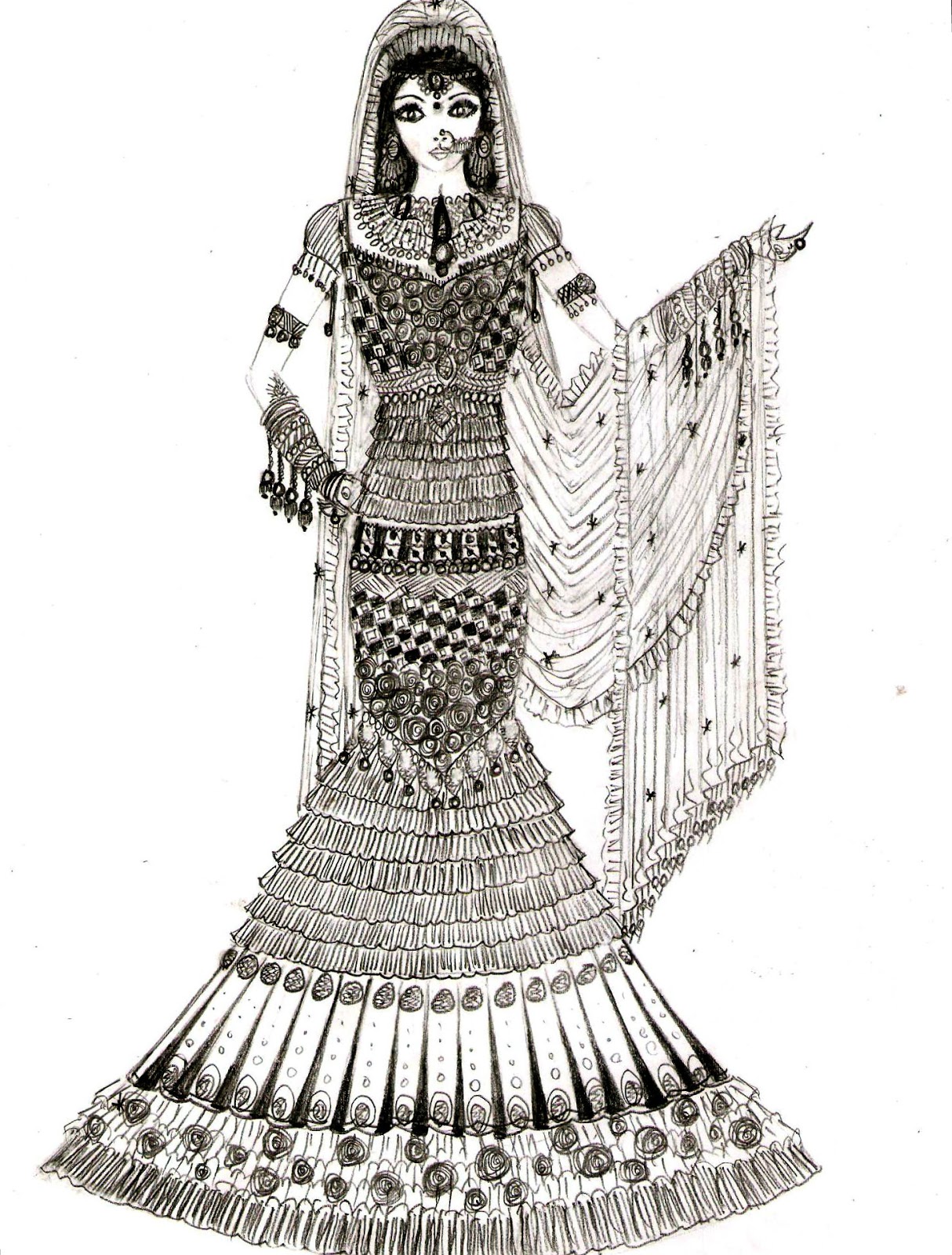 Fashion Design Sketches Of Indian Wedding Dresses Softland