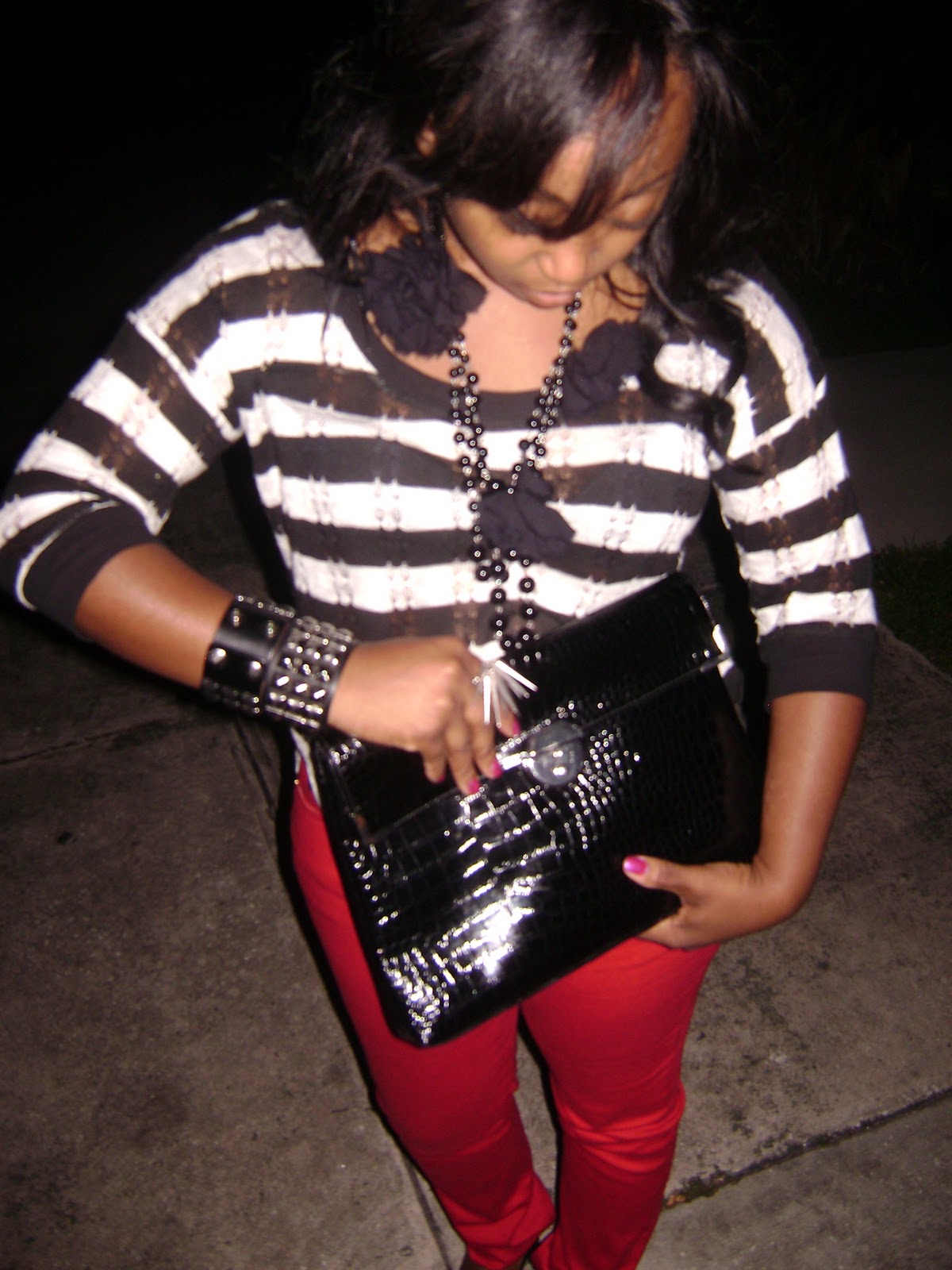 Outfit Black and White and Red All Over...