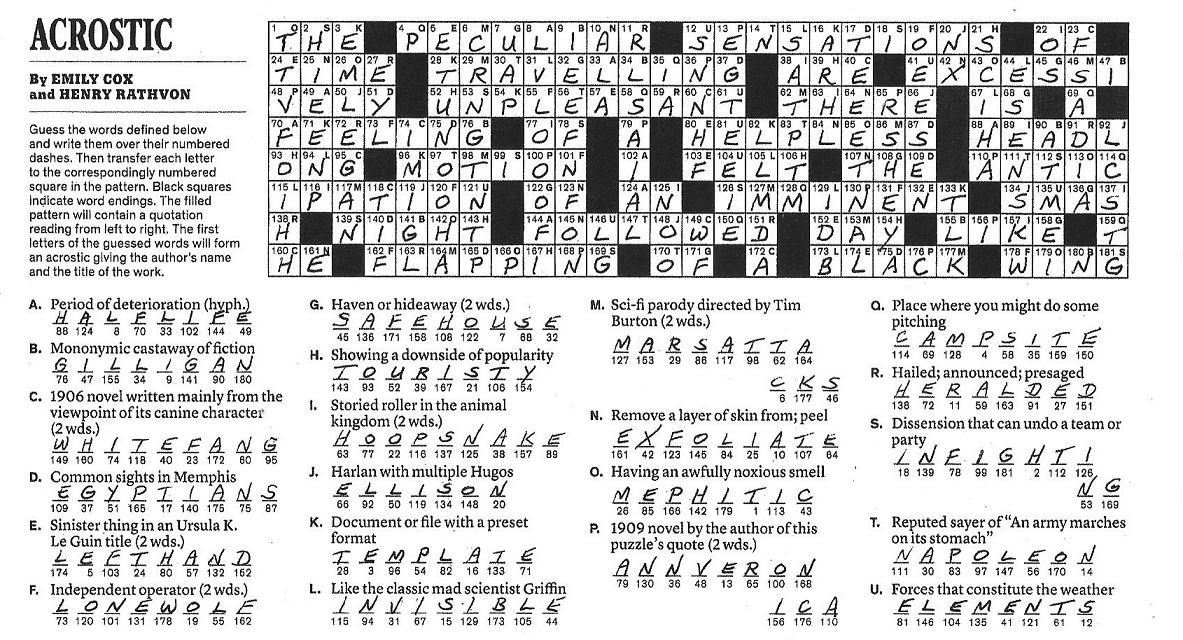 The New York Times Crossword in Gothic 11.06.11 — The Time Machine