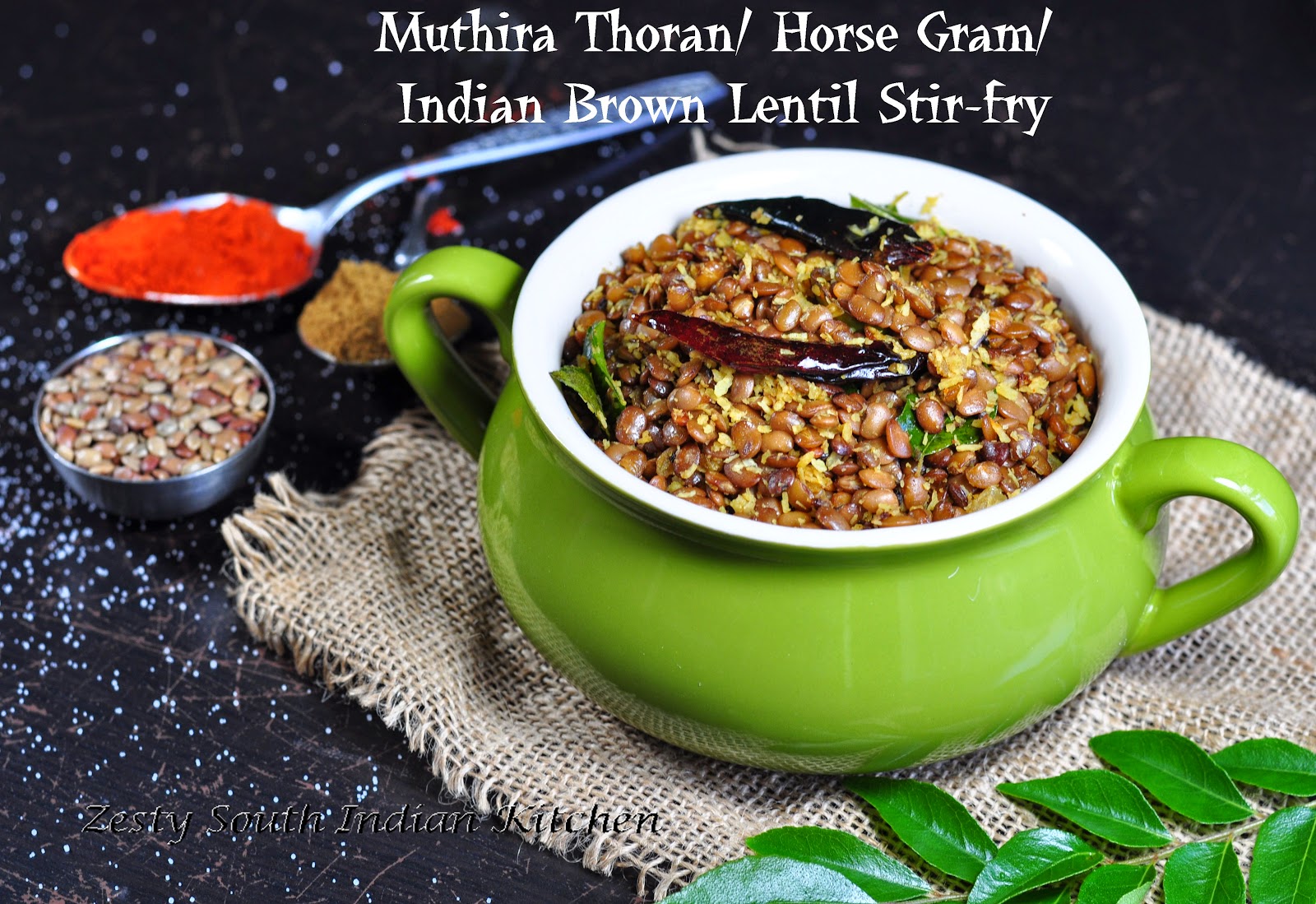 Muthira Thoran Horse Gram Indian Brown Lentils Stir Fry