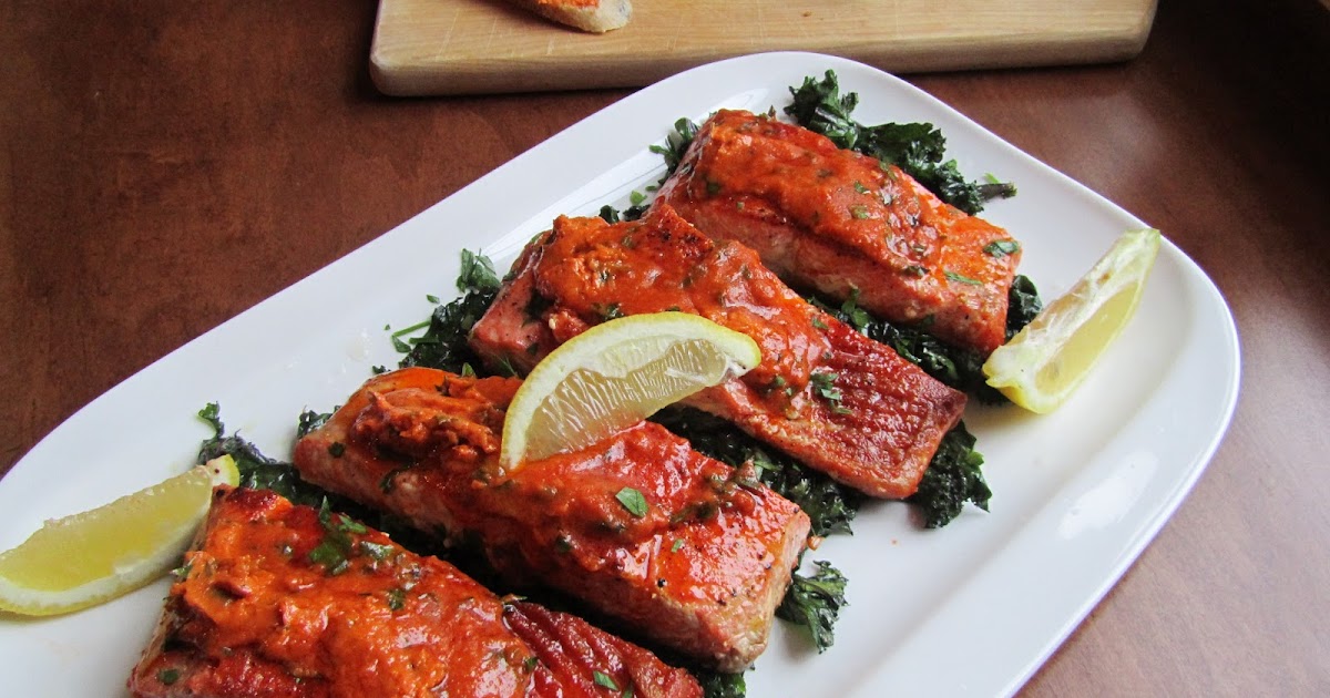 Loaves n Dishes TOMATO PARMESAN SALMON with SAUTEED KALE