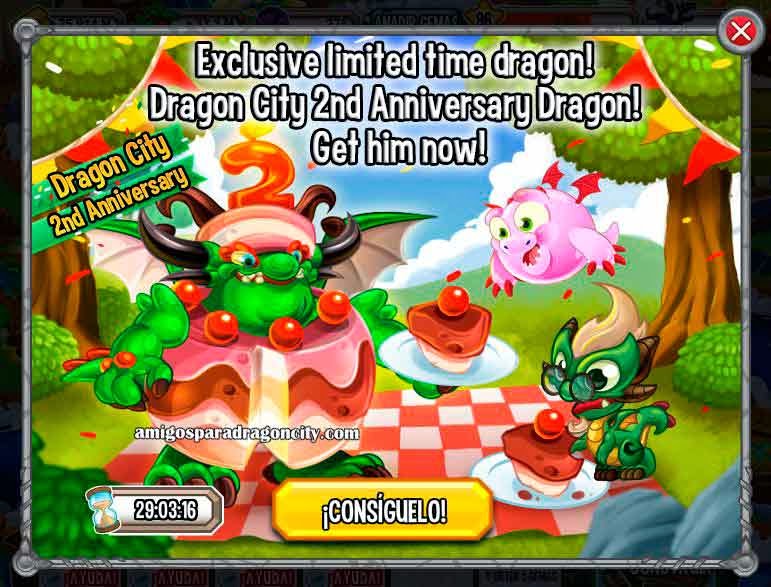Oferta Del Segundo Aniversario De Dragon City Amigos Para Dragon City
