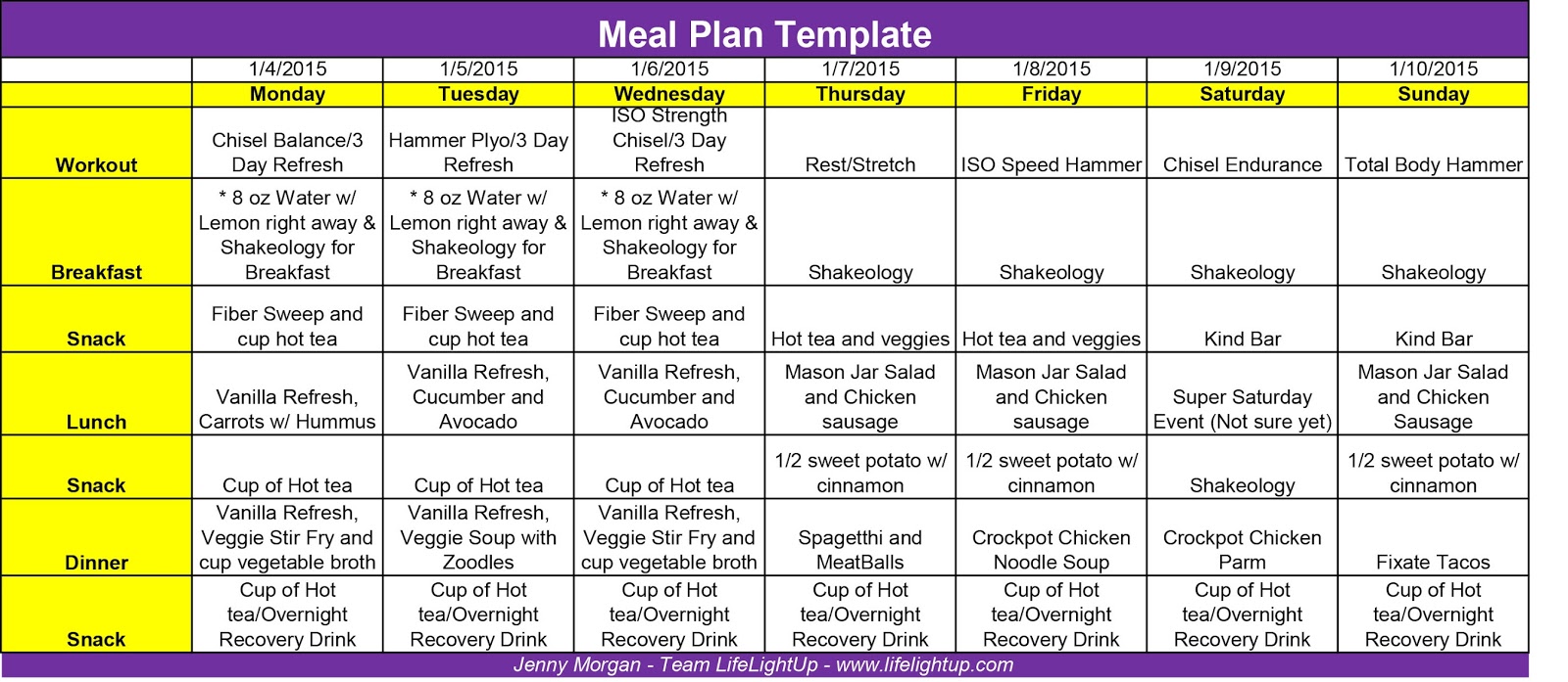 meal prep schedule