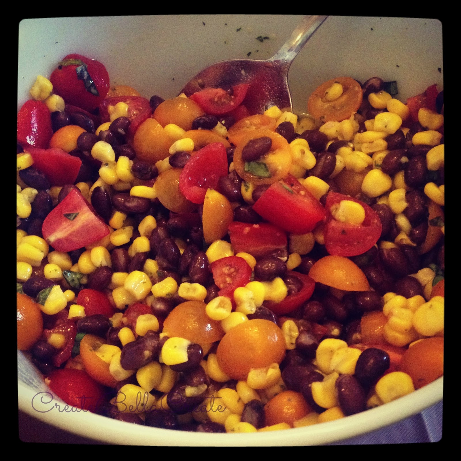 createbellacreate Cold Bean + Tomato + Corn Salad {or salsa for your chips!} Gluten Free
