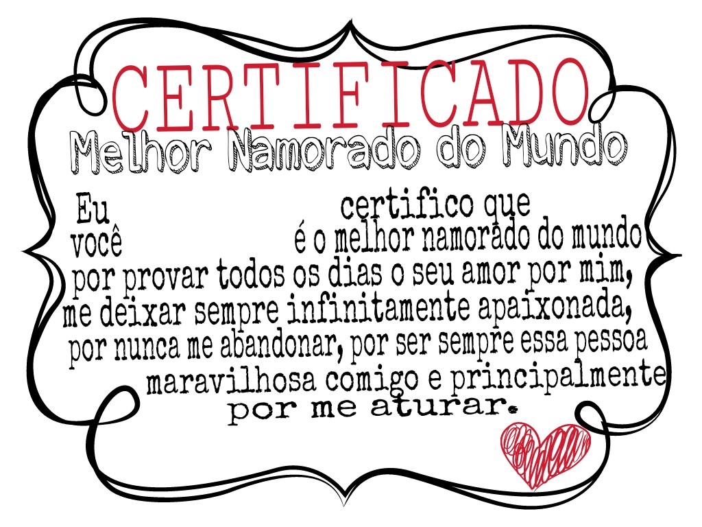 Eu Tenho O Melhor Namorado Do Mundo Blog da Sil: Certificado de Melhor Namorado do Mundo