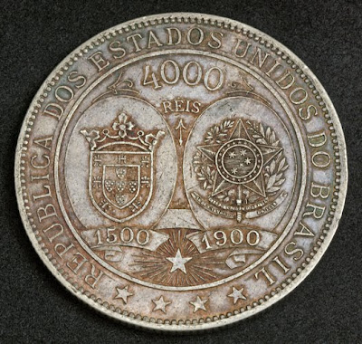 Brazil coins 4000 Reis Silver Commemorative coin