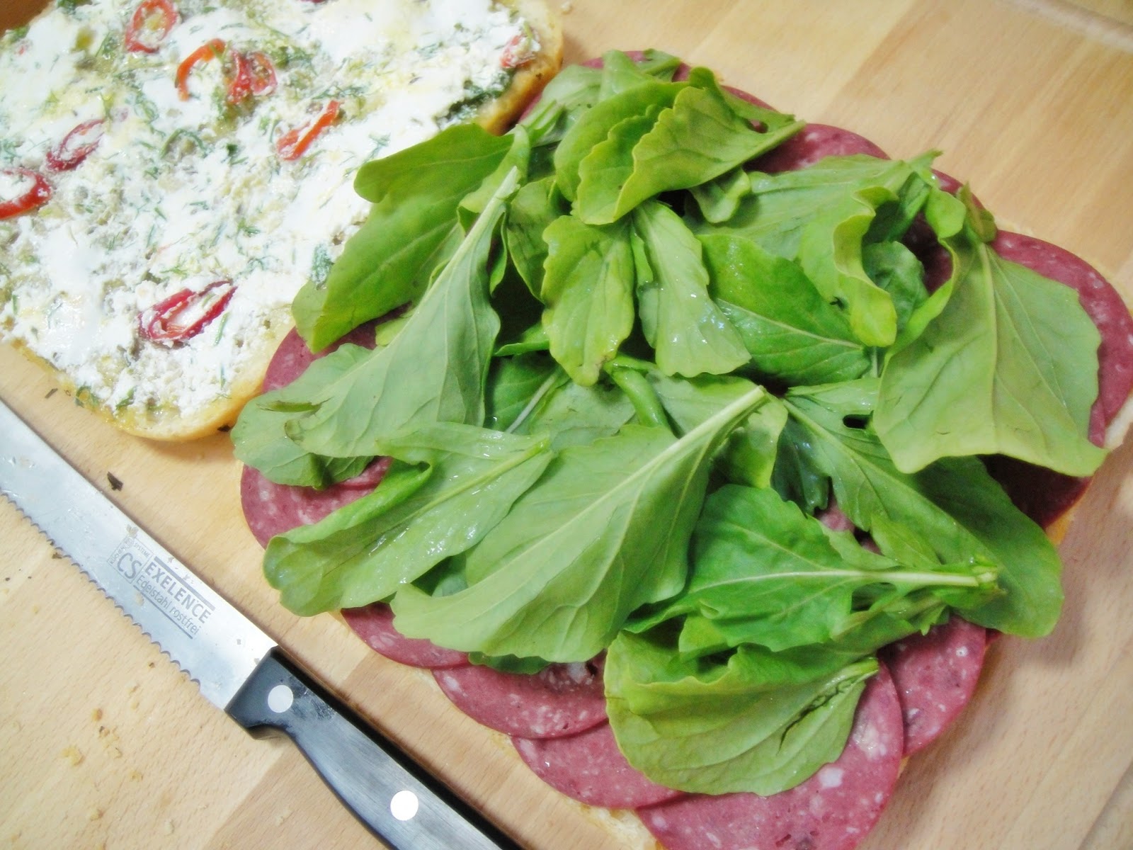 Maryam's Culinary Wonders 471. Salami and Marinated Feta Foccacia Sandwich