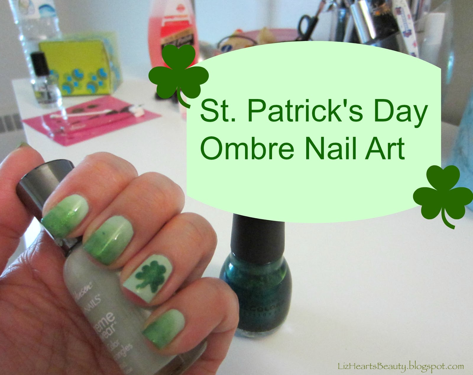 Green Ombre Nail Art for St. Patrick's Day - wide 9
