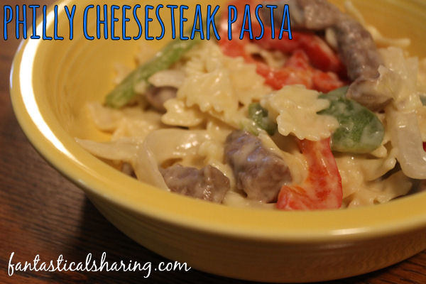 Philly Cheesesteak Pasta | The classic sandwich takes form as a pasta dish perfect for the busy weeknights! #recipe #pasta #steak