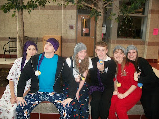 This was some of the Madrigals in pajamas.